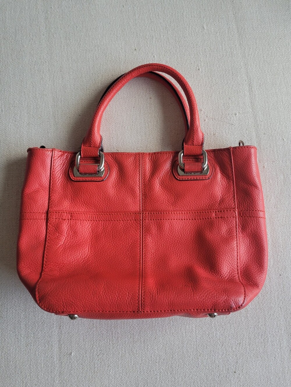 Tignanello Red Leather Handbag With Removable Shoulder Strap